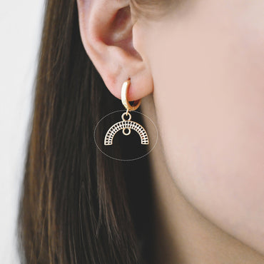 10pcs Gold Rainbow Charm Connectors, 18K Gold plated Brass, Arch Earring Charms (GB-4376)