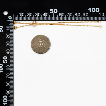 10pcs Gold Sliding Adjustable Bracelet Making Chain, Half-finished Bracelet with Rubber Stopper Beads (GB-269-C)