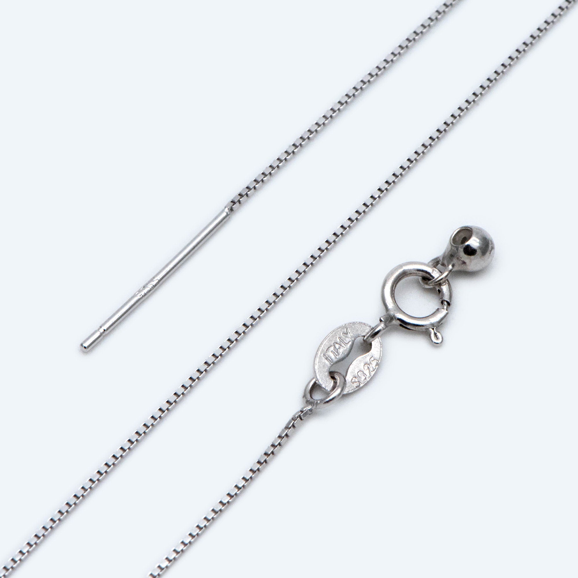 Gold plated Sterling Silver Finished Necklace, 0.7mm Dainty Box Chain with Adjustable Rubber Stopper, 17 Inch (CY-009)