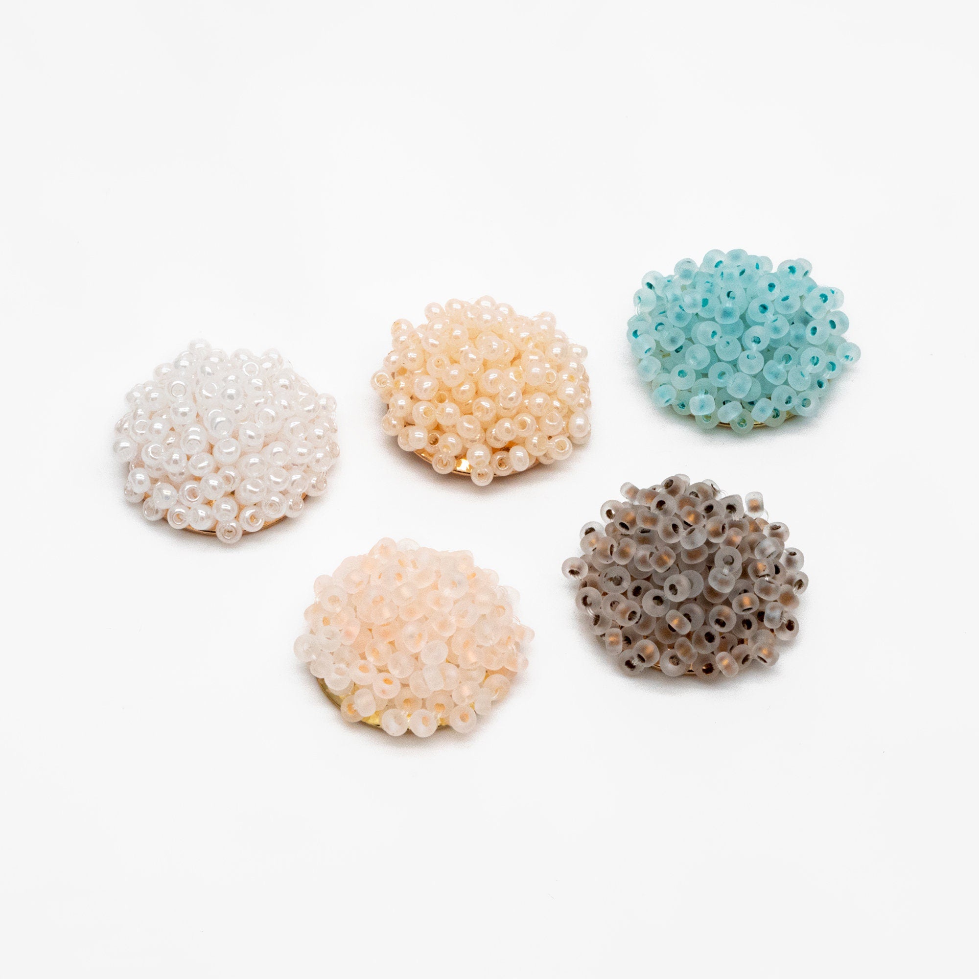 4pcs Seed Glass Beads Cluster 19x9mm, Handmade Beaded Flower Cabochon (FB-054)