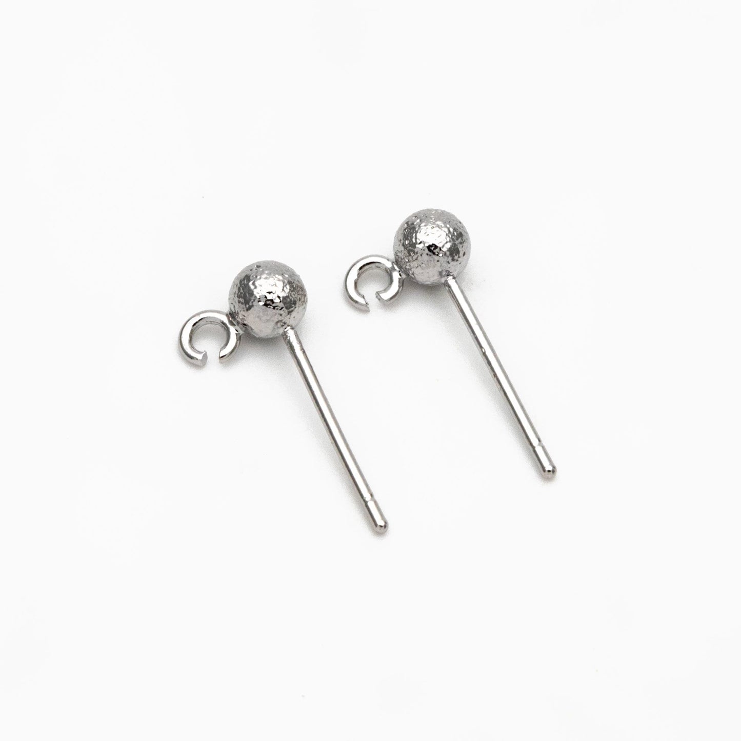 20pcs Gold/ Silver Ball Stud Earring with Ring/Loop, Gold/ Rhodium plated Brass Ear Posts, 4/ 5mm Ball Size (GB-533)