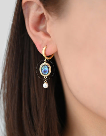 4pcs Shell Paved Gold Oval Connectors 17x11mm, Gold plated Brass, Oval Earring Charm Pendants (GB-3933)