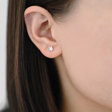 10pcs Sterling Silver Star Stud Earring, Tiny Minimalist Earring, Cubic Zirconia Ear Findings, Hypoallergenic Earrings Wholesale (CY-030)