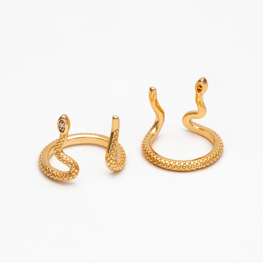 4pcs CZ Pave Gold/ Silver Tone Snake Ring, Open Serpent Ring, Reptile Adjustable Band Ring, Punk Animal Jewelry, Fashion Jewelry (#JZ-023-A)