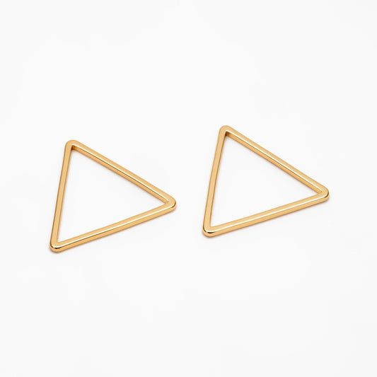 10pcs Gold/ Silver Tone Triangle Link Charms, Side Length 20mm, Gold/ Rhodium plated Brass Geometric Connector Pendants (GB-294)