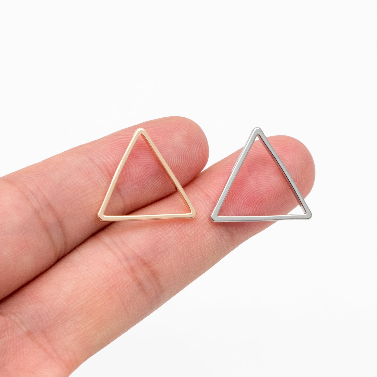 10pcs Gold/ Silver Tone Triangle Link Charms, Side Length 20mm, Gold/ Rhodium plated Brass Geometric Connector Pendants (GB-294)
