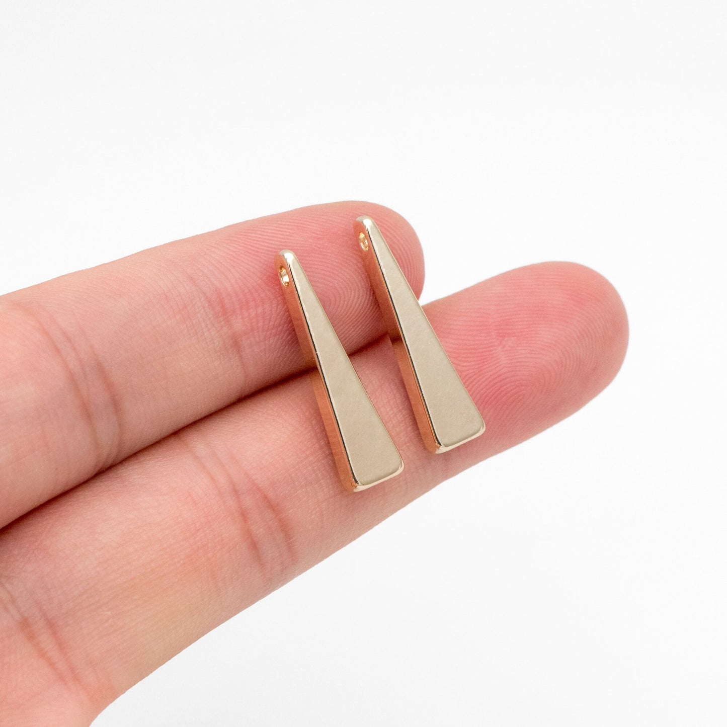 10pcs Gold Long Triangle Bar Charms 22mm, Gold plated Brass Stick Pendants (GB-299)