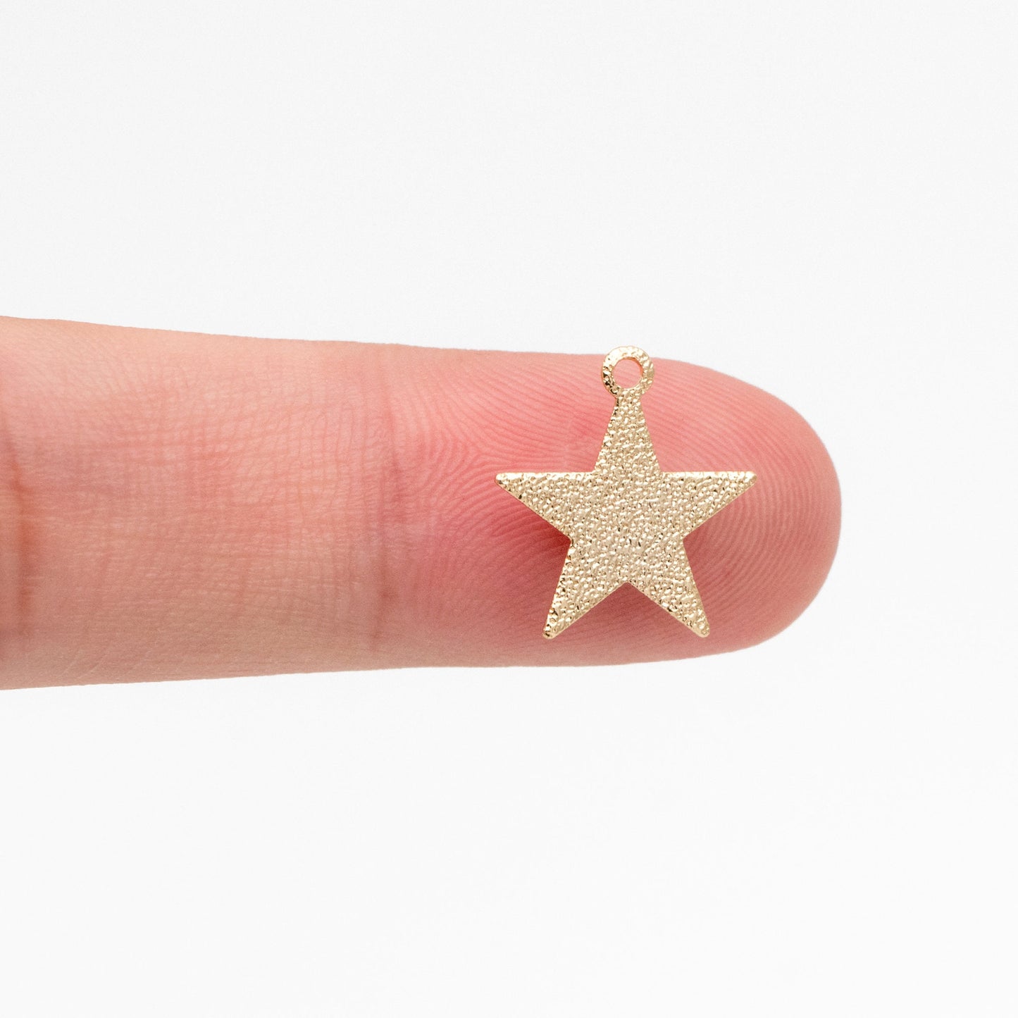 10pcs Gold plated Brass Star Charms 12mm, Matte Flat Star Pendants (GB-300)