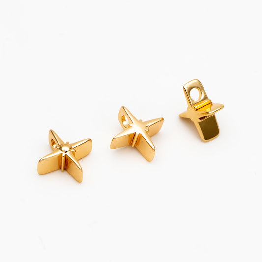 10pcs Gold/ Silver Tone North Star Charms 11mm, Gold/ Rhodium Plated Brass, Cross Star Pendant (GB-4469)