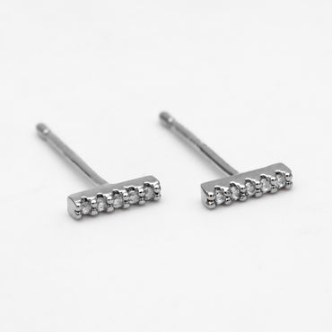 10pcs CZ Pave Bar Stud Earrings, Stick Stud Earrings, Small Earrings, Tiny Earrings, Mini Earrings, Piercing Earrings (#GB-2940)