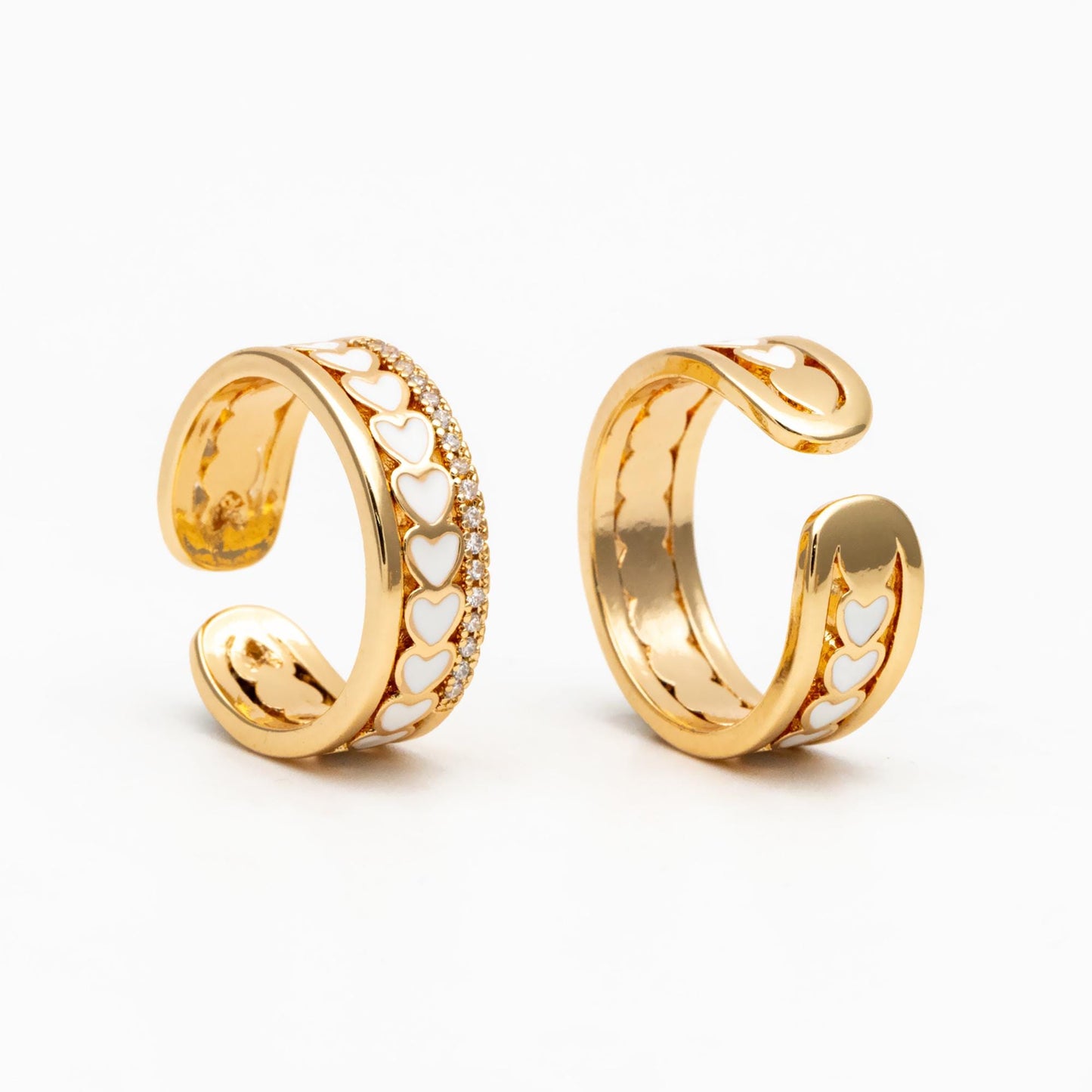 4pcs Gold Enamel Heart Ring, Everyday Ring, Modern Style Ring, Fashion Rings, Dainty Rings, Adjustable Ring (#GB-4471)