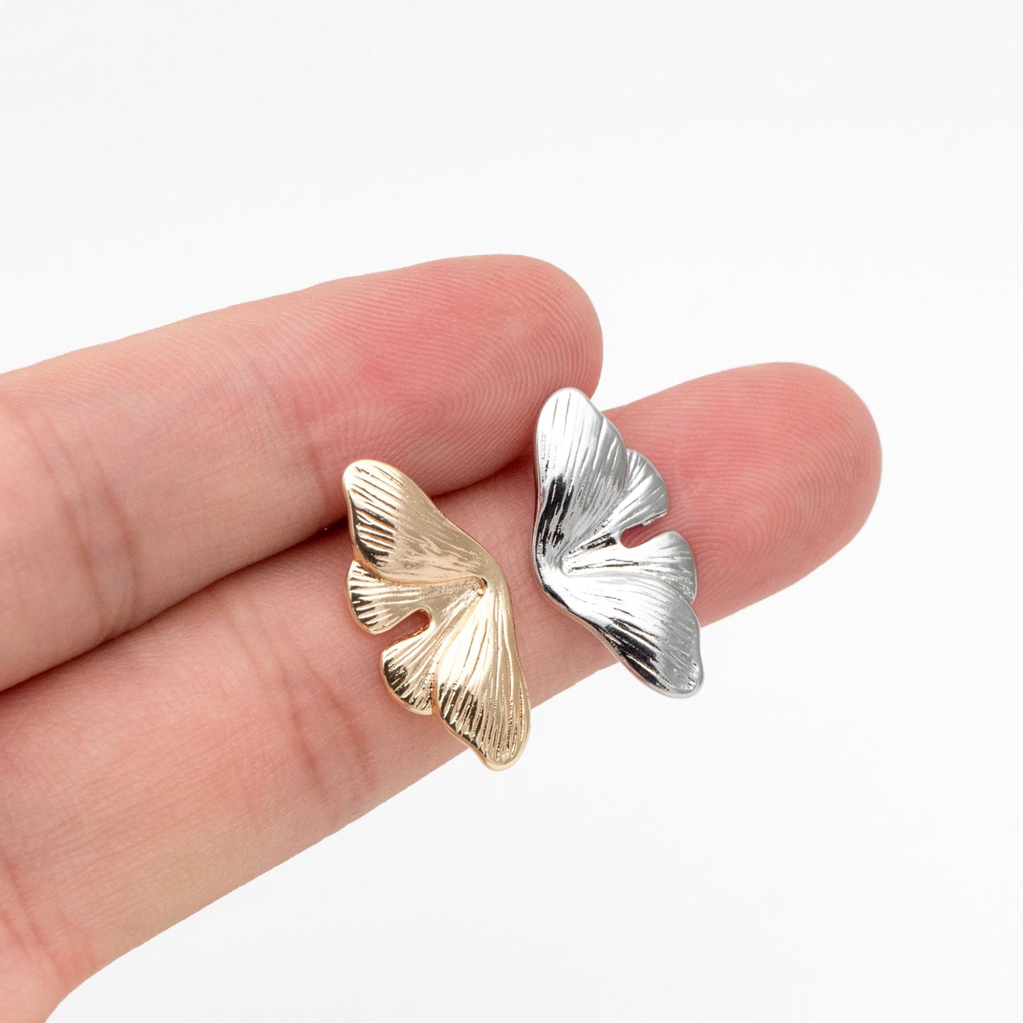 4pcs Gold/ Silver Tone Leaf Earrings, Butterfly Earrings, Dainty Stud Earrings (GB-4483)