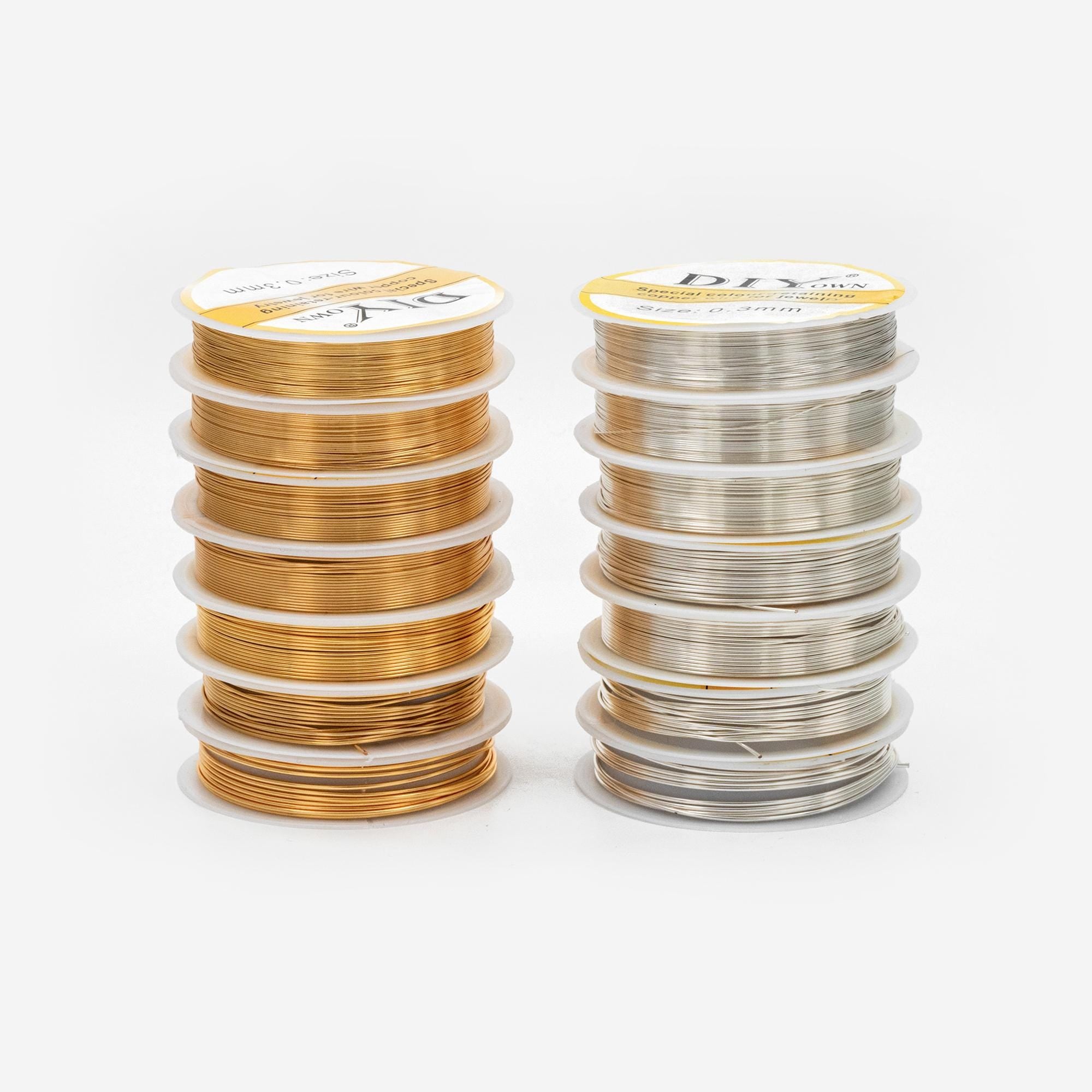 Gold/ Silver Plated Copper Wire, Craft Wrapping Supplies, 0.3-1mm, 18/ 20/ 21/ 22/ 24/ 26/ 28 Gauge Soft Wire, 1 Full Coil (#GB-455)