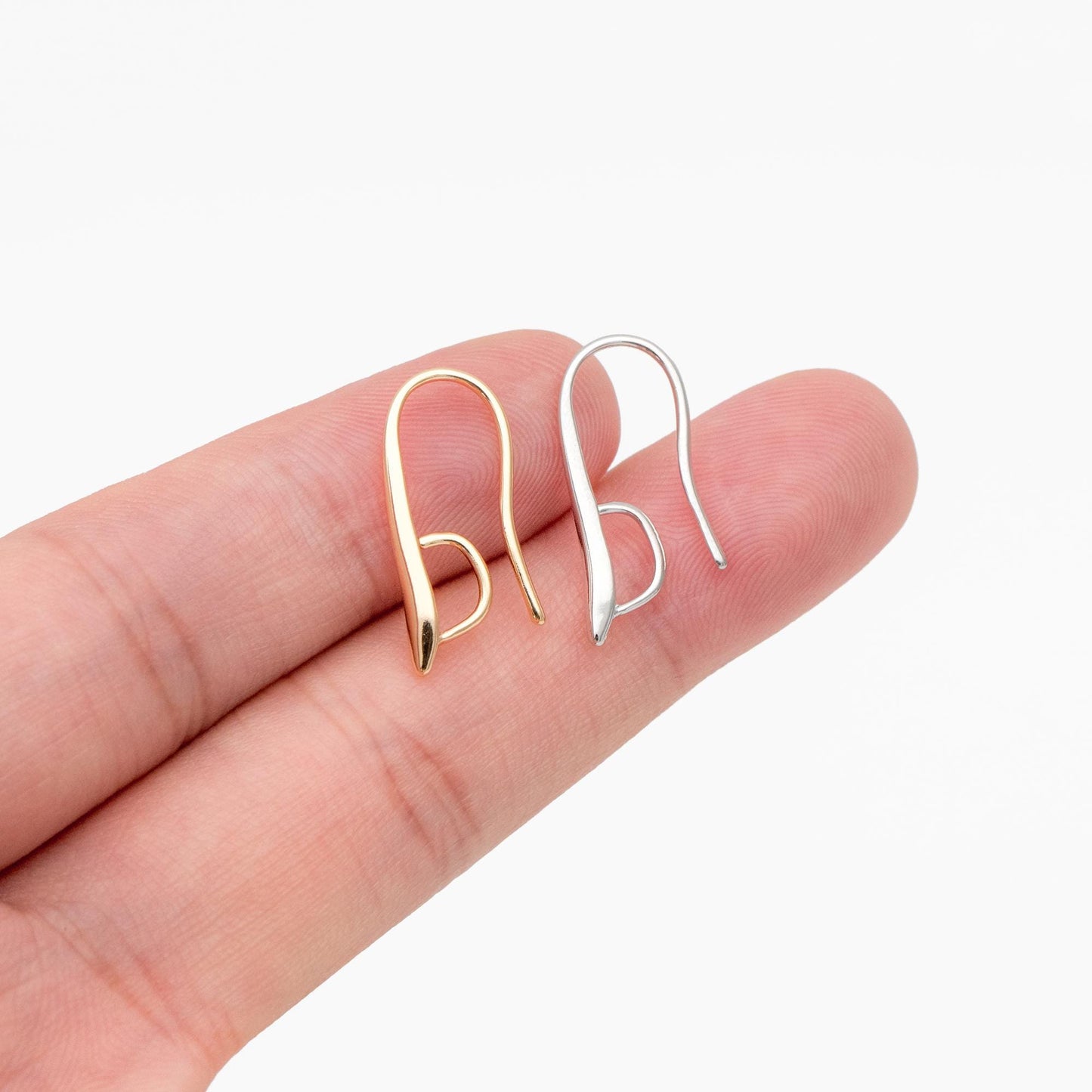10pcs Gold/ Silver tone Ear Hooks 20x9mm, Gold/ Rhodium plated on Brass, Simple Large Earwires Earring Hooks (GB-318)