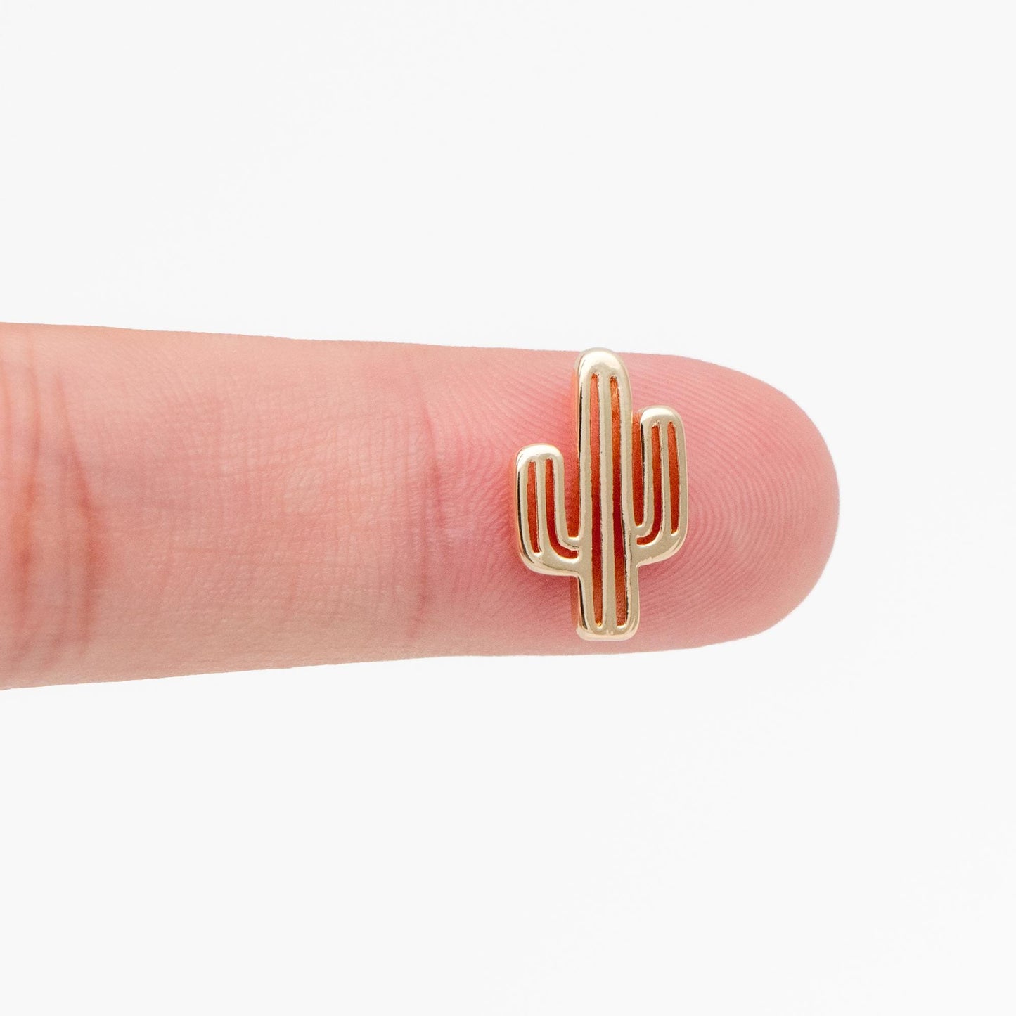 10pcs Gold plated Brass Cactus Charm Pendants 14mm (GB-322)