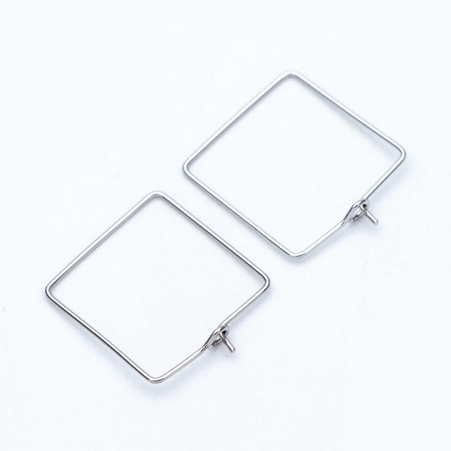 10pcs Gold/ Silver Tone Square Earring Hoops, 22mm Geometric Ear Wire Charm Pendants, Threader Earring Components (GB-698-A)