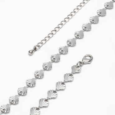 Gold/ Silver Tone shell Chain Bracelet/ Anklet/ Necklace with Extender Chain, 16-18 inch Adjustable, Ready to Wear (#LK-571)