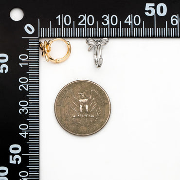 10pcs Gold/ Silver Bowknot Hoop Earrings, 18K Gold/ Rhodium plated Brass, Huggie Earrings, Minimalist Earrings (GB-4534)