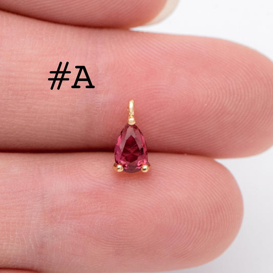 10pcs CZ Pave Teardrop Charms 8.5x5mm, 18K Gold plated Brass, Mini Water Drop Pendants (GB-812)