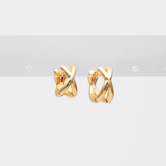 10pcs Gold/ Silver Tone Criss Cross Hoop Earrings, Gold/ Rhodium plated Brass, Huggie Earrings, Gold Hoops, Huggies (GB-3465)