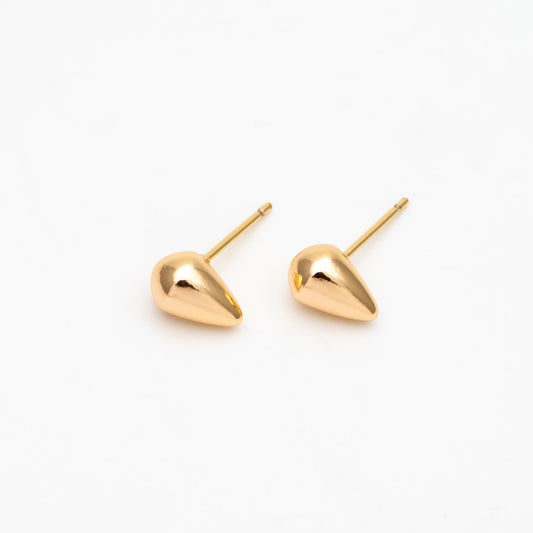 10pcs Gold/ Silver Teardrop Earrings, 18K Gold/ Rhodium Plated Brass, Water Drop Stud Earrings (GB-4544)
