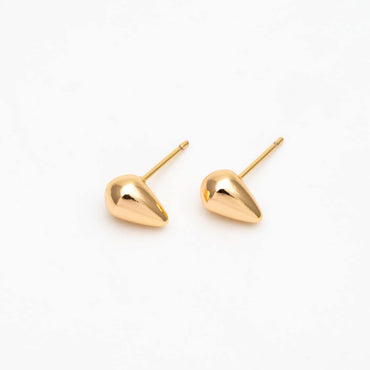 10pcs Gold/ Silver Teardrop Earrings, 18K Gold/ Rhodium Plated Brass, Water Drop Stud Earrings (GB-4544)