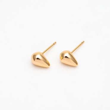 10pcs Gold/ Silver Teardrop Earrings, 18K Gold/ Rhodium Plated Brass, Water Drop Stud Earrings (GB-4544)