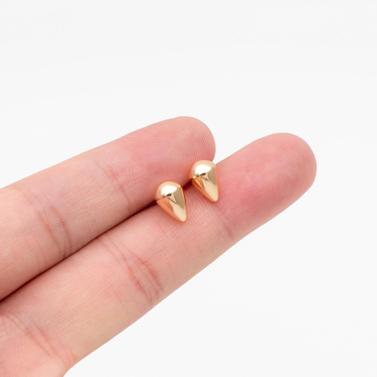 10pcs Gold/ Silver Teardrop Earrings, 18K Gold/ Rhodium Plated Brass, Water Drop Stud Earrings (GB-4544)