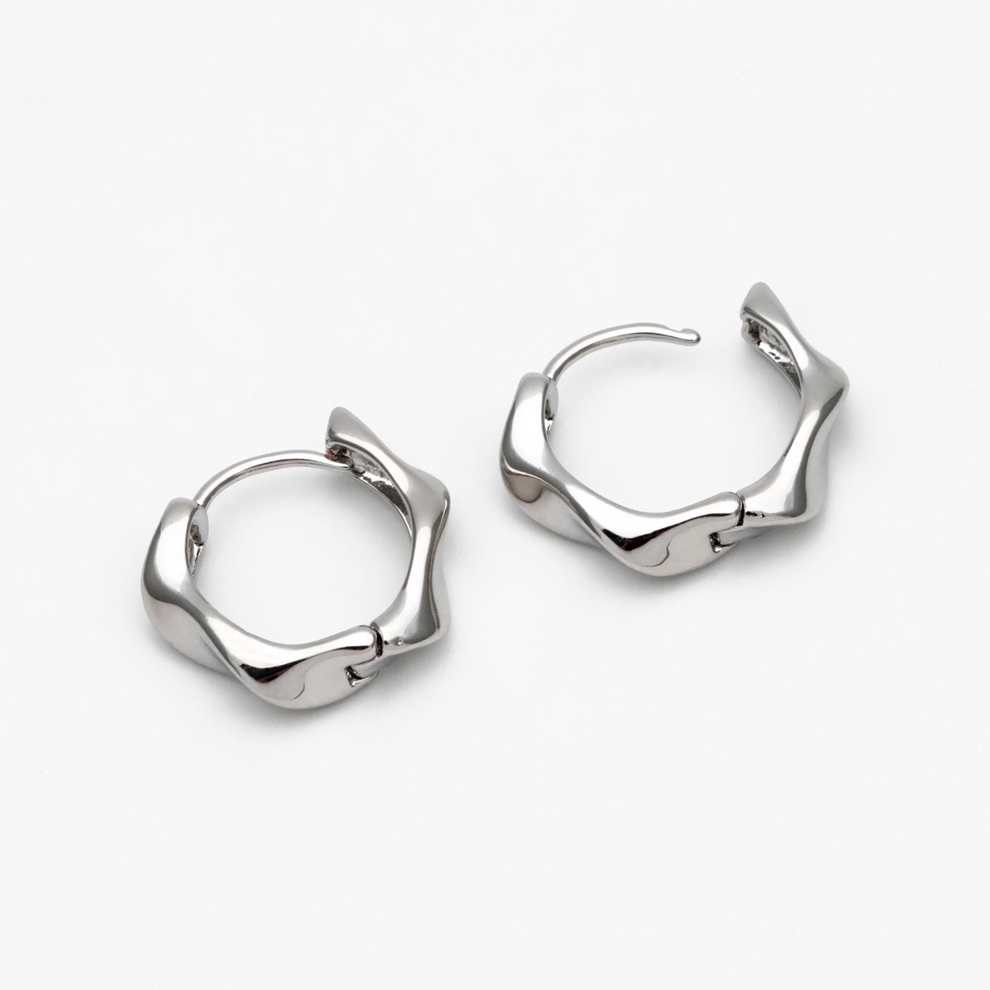 4pcs Gold/ Silver Twist Hoop Earrings, Gold/ Rhodium plated Brass, Minimalist Huggie Earrings (GB-3645)