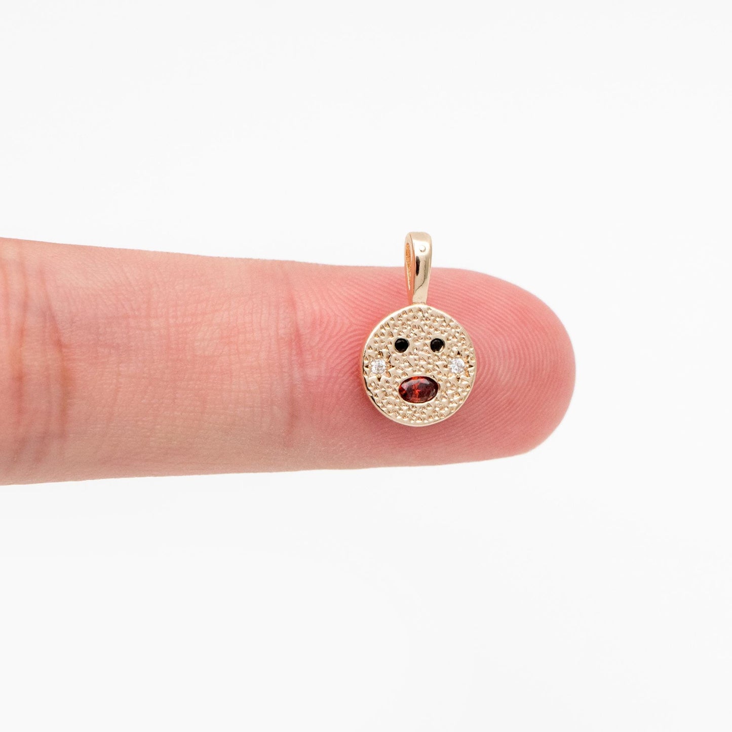 4pcs CZ Pave Gold/ Silver Tone Round Face Charms, 18K Gold/ Rhodium plated Brass, Round Disc Pendants (GB-4503)