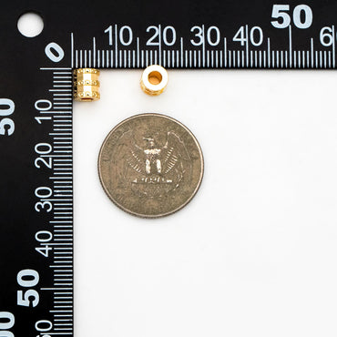 10pcs Gold Tube Beads 7x6mm, 18K Gold plated Brass, Tube Spacer Beads (GB-1783)