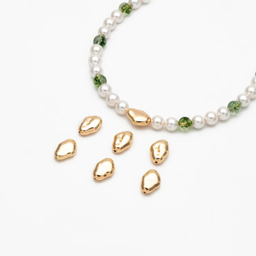 10pcs Irregular Stone Spacer Beads, Gold plated Brass, Jewelry Making, Diy Material, Jewelry Supplies (GB-2956-H)