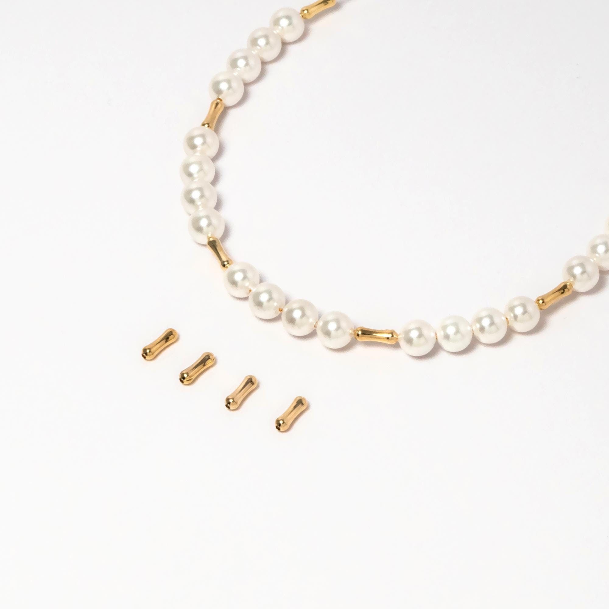 20pcs Gold plated Brass Bone Tube Spacer Beads, DIY Jewelry Making Supplies Wholesale (GB-2872)