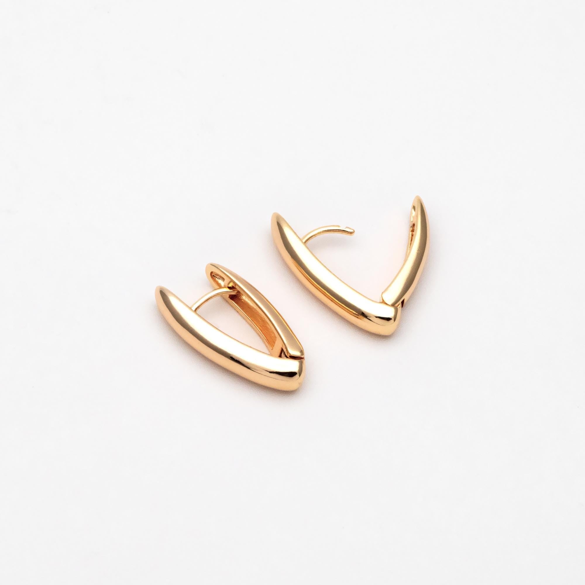 10pcs Gold/ Silver Tone Click-in Style Lever Back Earrings, Gold/ Rhodium plated Brass, Geometric Earring Hoops (GB-4562)