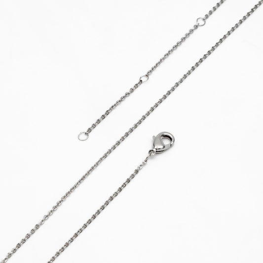 Silver Tone Dainty Cable Chains, Rhodium plated Brass Finished Necklace, 14.5/ 16/ 17 Inches Adjustable, Ready to Wear (#LK-617)