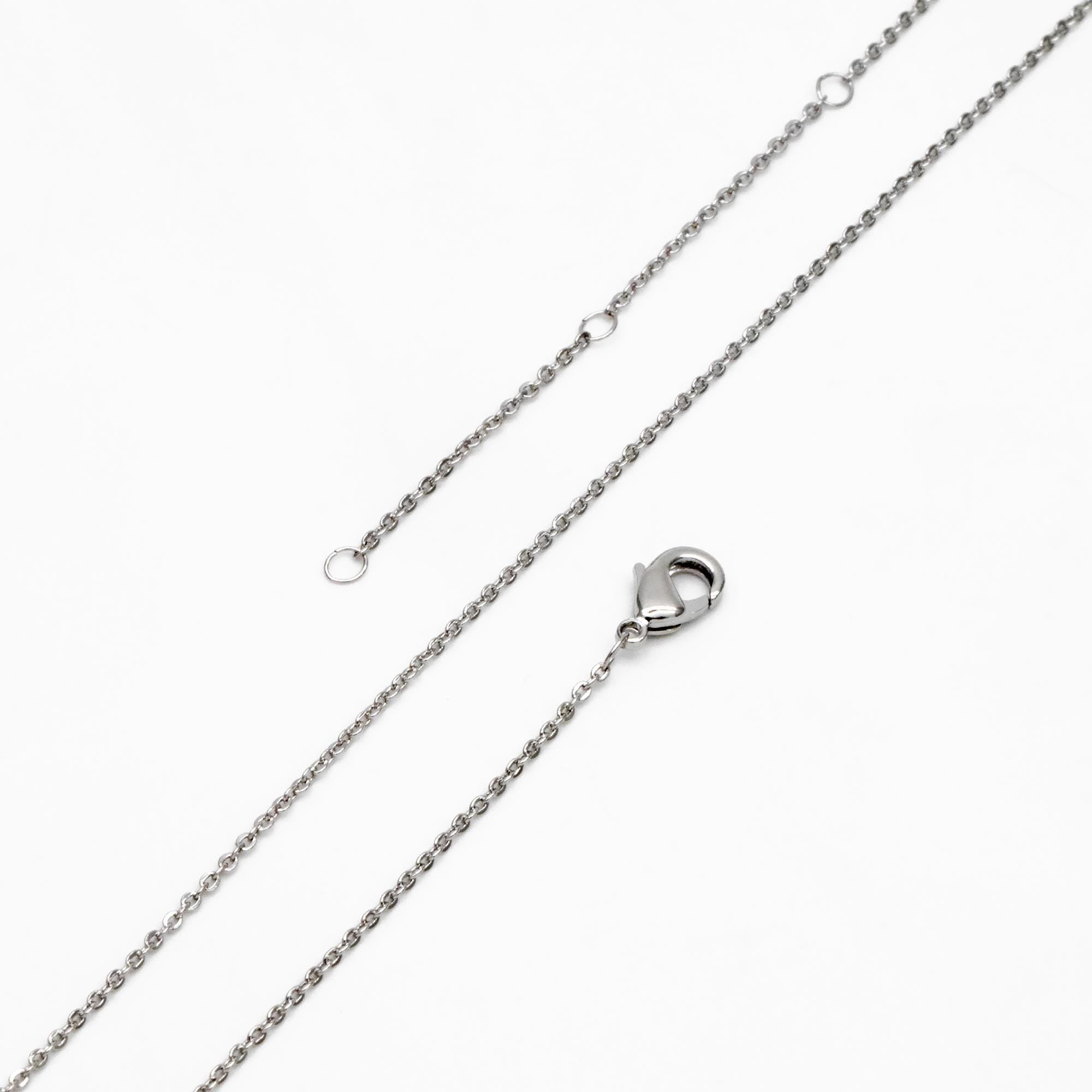 Silver Tone Dainty Cable Chains, Rhodium plated Brass Finished Necklace, 14.5/ 16/ 17 Inches Adjustable, Ready to Wear (#LK-617)