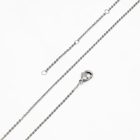 Silver Tone Dainty Cable Chains, Rhodium plated Brass Finished Necklace, 14.5/ 16/ 17 Inches Adjustable, Ready to Wear (#LK-617)