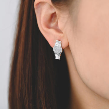 4pcs CZ Pave Gold/ Silver Watch Earrings, 18K Real Gold/ Rhodium Plated Brass, Dainty Stud Earrings (GB-4480)