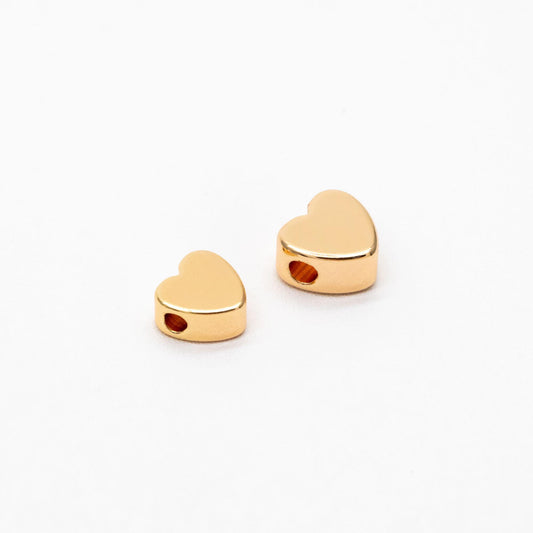 10pcs Gold/ Silver/ Rose Gold Heart Spacer Beads 5/ 6mm, 18K Real Gold/ Rhodium plated Brass, Jewelry Making Supplies Wholesale (GB-015)