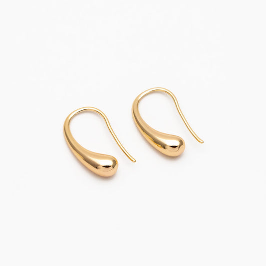 10pcs Gold/ Silver Tone Teardrop Earring Hooks, 18K Gold/ Rhodium Plated Brass, Simple Earwire Earrings (GB-3022-C)