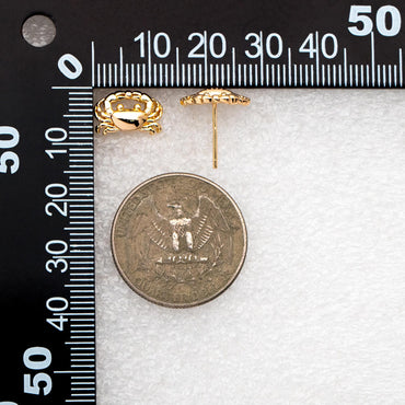 10pcs Gold/ Silver Tone Crab Earrings, 18K Real Gold/ Rhodium plated Brass, Dianty Crab Stud Earrings (GB-4566)