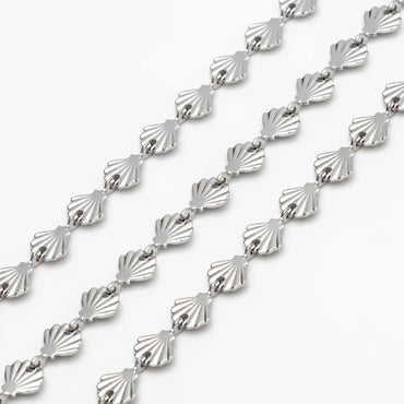 Gold/ Sliver Tone Shell Chain, 18K Real Gold/ Rhodium plated Brass, DIY Necklace Bracelet Wholesale (#LK-571)/ 1 Meter=3.3ft
