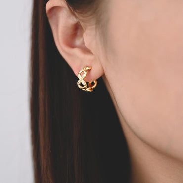 10pcs Gold/ Silver Tone C Shape Circle Earrings, Gold/ Rhodium plated Brass, Geometric Hoop Stud Earrings (GB-4504)