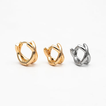 10pcs Gold/ Silver Tone Criss Cross Hoop Earrings, Gold/ Rhodium plated Brass, Huggie Earrings, Gold Hoops, Huggies (GB-3465)
