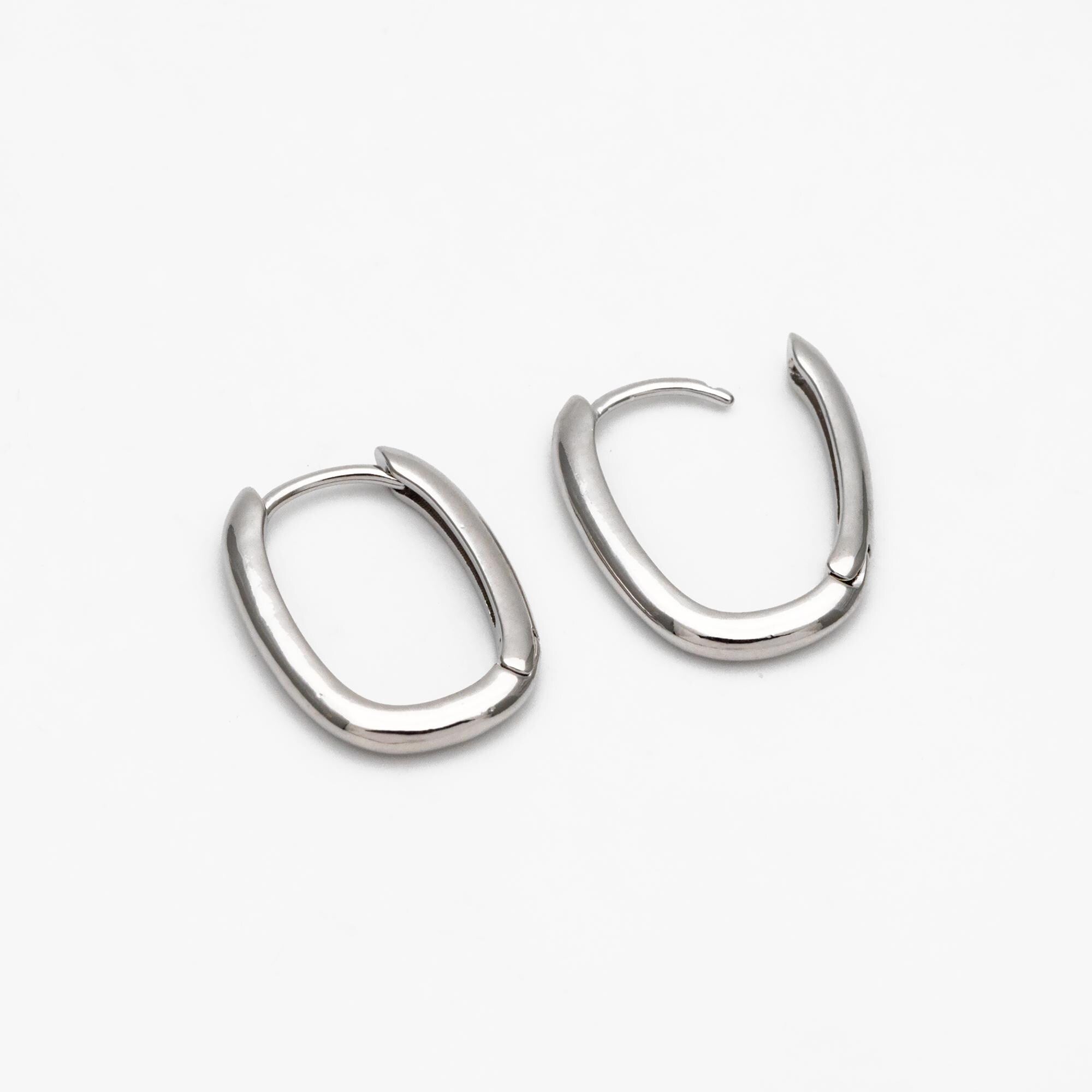 10pcs Gold/ Silver Oval Hoop Earrings, Gold/ Rhodium plated Brass, Geometric Earring Hoops (GB-4537)
