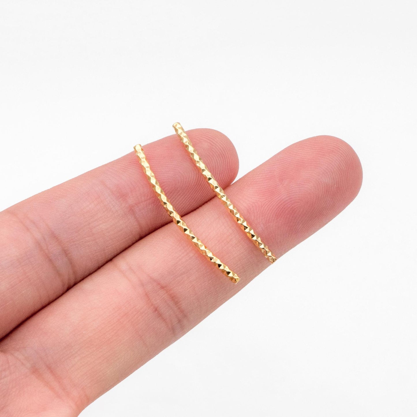 20pcs Gold plated Brass Curved Tube Beads, 30mm Long by 1.5mm Wide, Metal Bar Spacer Beads (GB-046-B)