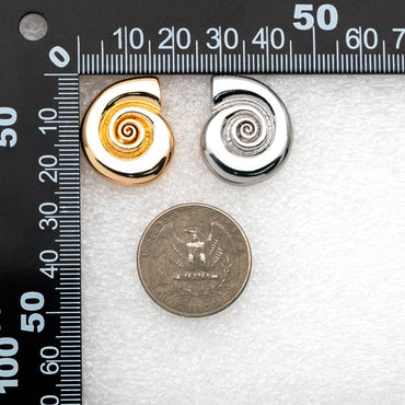 4pcs Gold/ Silver Tone Shell Earrings 24x20mm, Gold/ Rhodium plated Brass Seashell Stud Earrings (GB-4565)