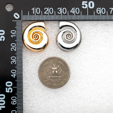 4pcs Gold/ Silver Tone Shell Earrings 24x20mm, Gold/ Rhodium plated Brass Seashell Stud Earrings (GB-4565)