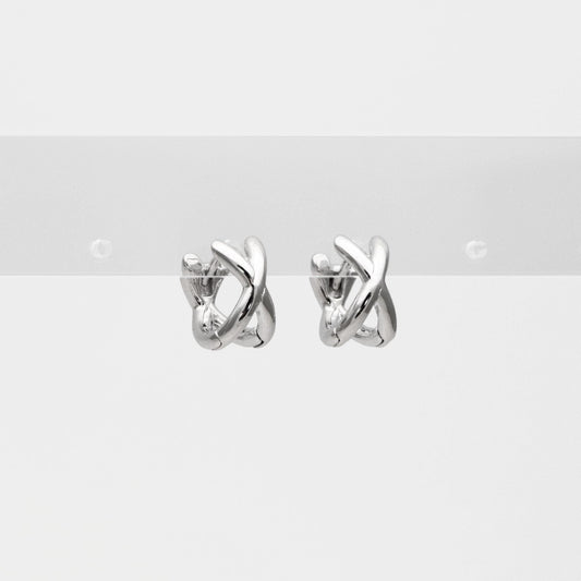 10pcs Gold/ Silver Tone Criss Cross Hoop Earrings, Gold/ Rhodium plated Brass, Huggie Earrings, Gold Hoops, Huggies (GB-3465)