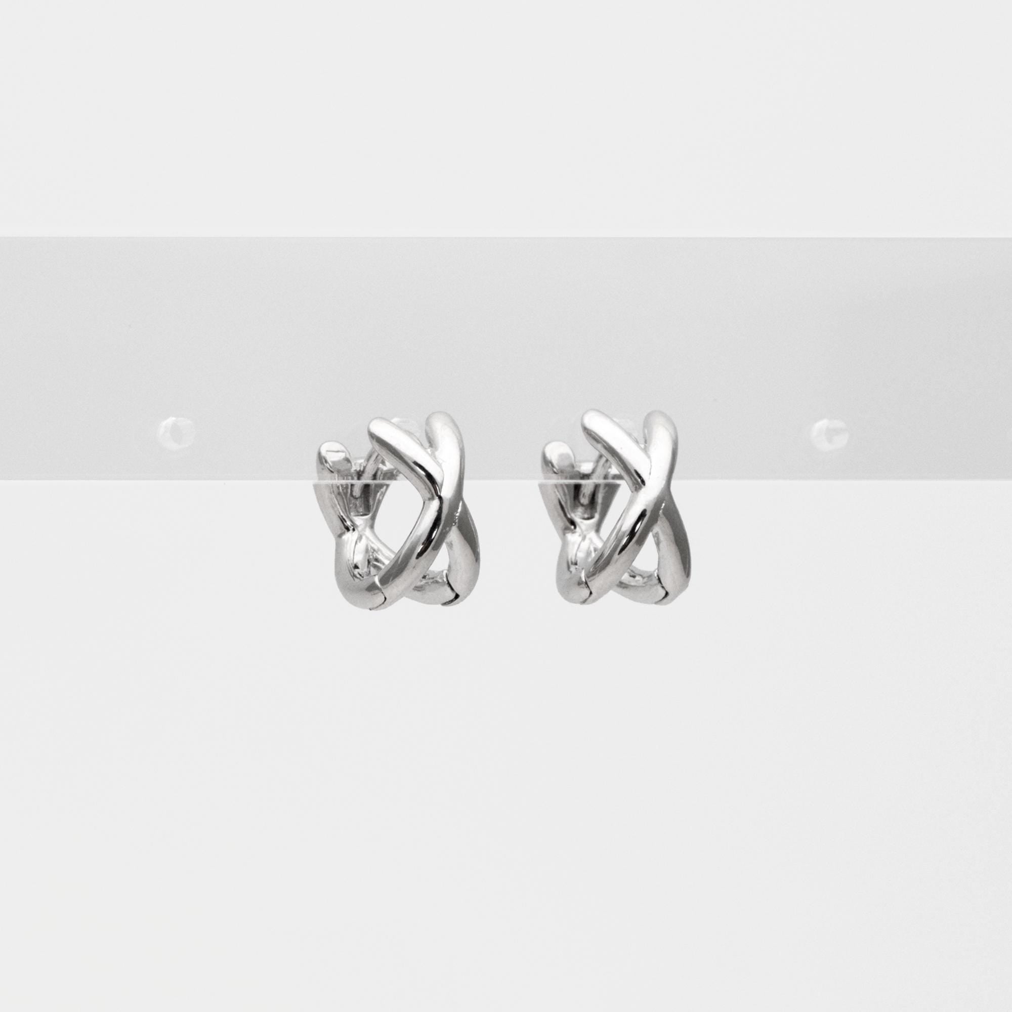 10pcs Gold/ Silver Tone Criss Cross Hoop Earrings, Gold/ Rhodium plated Brass, Huggie Earrings, Gold Hoops, Huggies (GB-3465)